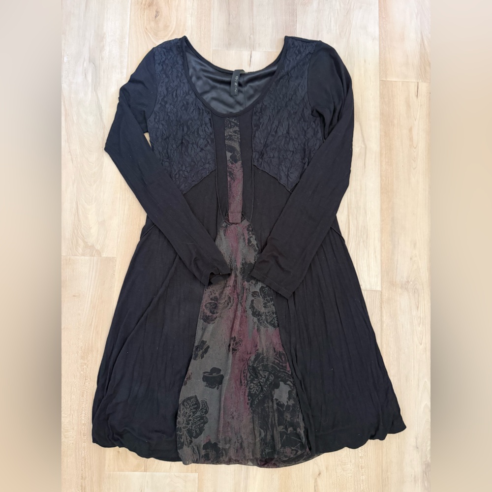 Inizio MADE IN ITALY long sleeve Bubble hem art to wear dress| size M